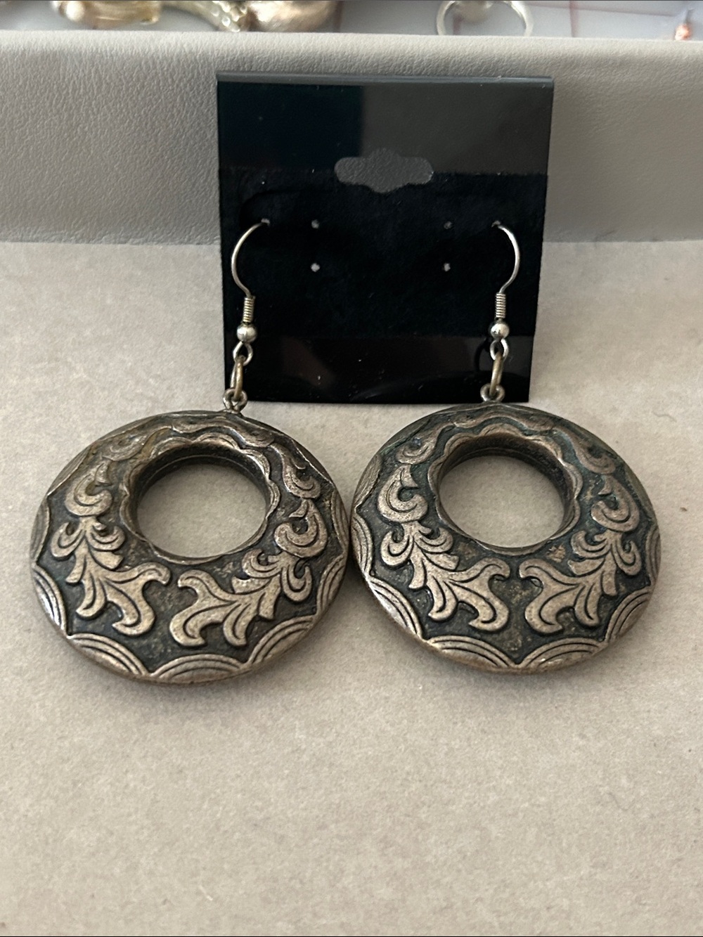 Antique-Style Floral Hoop Earrings